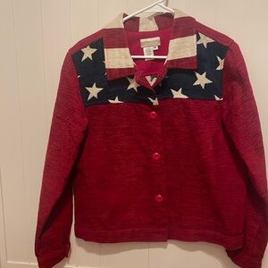 Coldwater creek patriotic flag jacket coat - Veterans Day, inauguration,